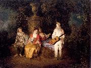WATTEAU, Antoine Party of Four oil painting picture wholesale